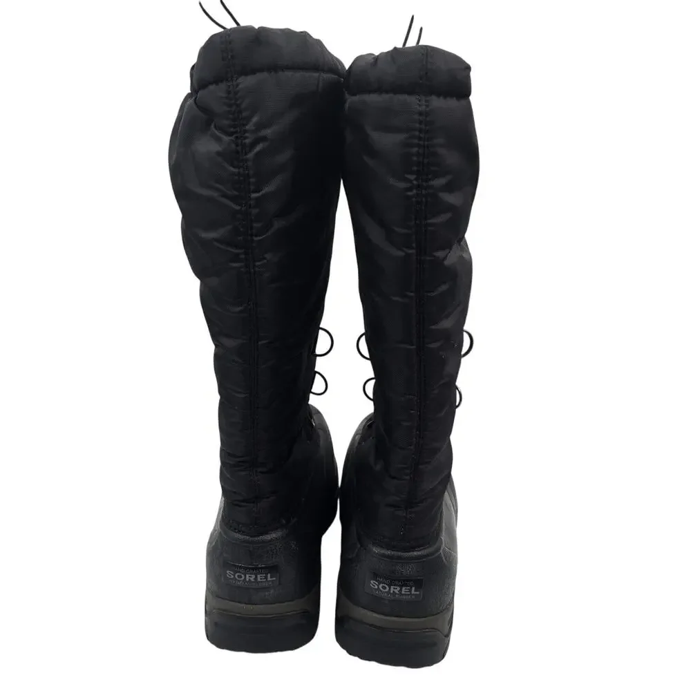 Sorel Boots Womens Size 8 Black Insulated Winter Snow Drawstring NL1082-010